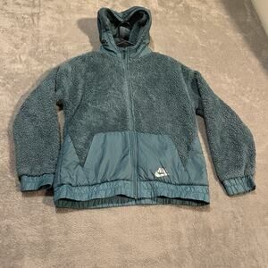 Nike Sportswear Jacket Youth XL Blue Winterized Sherpa Full Zip Hooded Coat